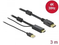DELOCK - HDMI M DisplayPort M 4K cable 3m powered by USB A M - 85965