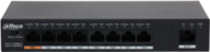 Dahua PoE switch - PFS3009-8ET1GT-96 (1x 10/100 (HighPoE/PoE+/PoE) + 7x 10/100(PoE) + 1x 10/100/1000 uplink, 96W)