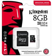 Kingston 8GB MICROSDHC INDUSTRIAL C10 A1 PSLC CARD + SD ADAPTER