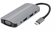Gembird A-CM-COMBO8-02 USB Type-C 8-in-1 Multi-Port Adapter Silver