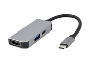 Gembird A-CM-COMBO3-02 USB Type-C 3-in-1 Multi-Port Adapter Silver