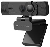 Conceptronic Webkamera - AMDIS07B (3840x2160 képpont, Auto-fókusz, 60 FPS, USB 2.0, univerzális csipesz, mikrofon)