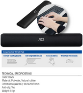 ACT AC8005 Ergonomic wrist pad for keyboards Black