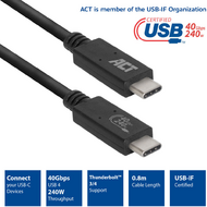 ACT AC7451 USB4 40Gbps connection cable C male - C male 0.8m USB-IF certified Black
