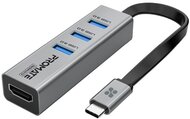 Promate USB Hub - MEDIAHUB C3 (USB-C 4in1 HUB, 1x4K HDMI, 2xUSB 3.0, SD,mSD, szürke)