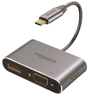 Promate Átalakító - MEDIALINK C2 (USB-C adapter, 1x4K HDMI, 1xVGA, szürke)