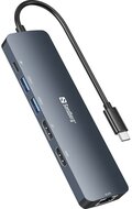 Sandberg Notebook Dokkoló - USB-C 8K Display Dock (Bemenet: USB-C; Kimenet: HDMI+DP+2xUSB-A3.0+USB-C+RJ45; 8K/30Hz) - 136-43