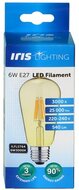 Iris Lighting Filament Bulb Longtip E27 ST64 6W/3000K/540lm aranyszínű LED fényforrás