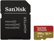 SanDisk MicroSD kártya - 256GB microSDXC Extreme (190/130 MB/s, Class 10 UHS-I U3, A2 V30) + adapter