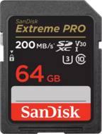 Sandisk SD kártya - 64GB SDXC Extreme Pro (200/90 MB/s Class 10 UHS-I, A1 V30)