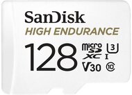 SanDisk MicroSD kártya - 128GB microSDXC High Endurance (100 MB/s, Class 10 U3, V30) + adapter