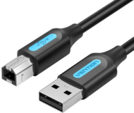 Vention USB-A 2.0/M -> USB-B/M, (PVC, fekete, nyomtatókábel, printerkábel), 1m, kábel