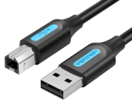 Vention USB-A 2.0/M -> USB-B/M, (PVC, fekete, nyomtatókábel, printerkábel), 2m, kábel
