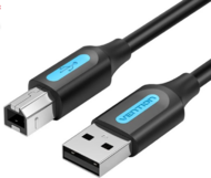 Vention USB-A 2.0/M -> USB-B/M, (PVC, fekete, nyomtatókábel, printerkábel), 3m, kábel