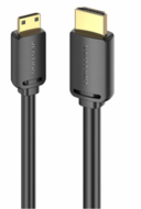Vention HDMI-C/M -> HDMI-A/M (4K,HD, fekete), 1,5m, kábel