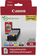 Canon - CL-571XL Bk/C/M/Y (4x11ml) Tintapatron + 50 lap PP201 10x15 fényes fotópapír Multipack - 0332C006
