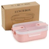 TOO KT-113-P rózsaszín búzaszalma műanyag ebédlő doboz, 6.3×13×21.8 cm