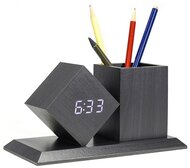 TOO PHC-330-B fekete digitális óra írószertartóval