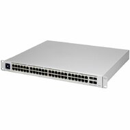 Ubiquiti USW-PRO-48-POE 48 port gigabit L3 PoE++ switch, 40 x GbE PoE+ Ports, 8 x GbE PoE++ ports, 4 x 10G SFP+ ports, 600W total PoE availability, Layer 3 switching, Near-silent cooling, LCM display 1.3" touchscreen