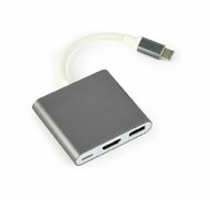 Gembird - USB Type-C 3-in-1 Multi-Port Adapter Space Grey - A-CM-HDMIF-02-SG