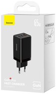 Baseus - GaN5 Pro CCGP120201, 2xUSB-C, 1xUSB-A, 65W, EU, fekete, (USB-C kábel 5A, 1m) gyorstöltő - CCGP120201