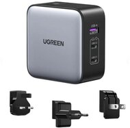 UGREEN - Nexode nemzetközi hálózati töltő, Travel adapter, 65W, GaN, 1x USB-A, 2x USB-C, US/UK/EU - Szürke - 90409