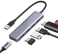 UGREEN - USB 3.0 HUB 4 Port USB-A, 5 Gbps, USB-C tápellátással - Szürke - 50985