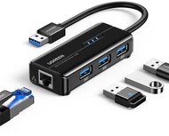 UGREEN - HUB USB 3.0, 3x USB-A, Ethernet 1Gbit/s - Szürke - 20265