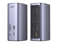 UGREEN - Dokkoló állomás 12 az 1-ben, Triple Display, 8K@30Hz, USB 3.1 HUB, Ethernet, HDMI 2.1, DP 1.2, 100W - Szürke - 90325
