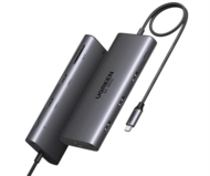 UGREEN - USB HUB 10 az 1-ben, Dual Display, HDMI, Ethernet, 8K@30Hz, USB 3.0 HUB, 100W, SD card - Szürke - 15534