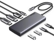UGREEN - Dokkoló állomás 8 az 1-ben, Dual Display, DP, HDMI, 4K@60Hz, USB 3.2 HUB, 100W, PD, 10Gbps - Szürke - 35625