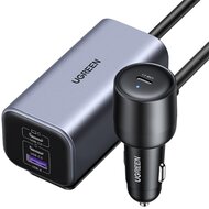UGREEN - Szivargyújtós autós gyorstöltő, bővített töltőelosztóval, 4 port, 3x USB-C, 1x USB-A, 150W, 1m - Szürke - 35571