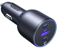 UGREEN - Szivargyújtós autós gyorstöltő, 3 port, 2x USB-C, 1x USB-A, 75W - Szürke - 35024