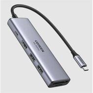 UGREEN - USB HUB 6 az 1-ben, 4K@60Hz, USB HUB, HDMI 2.0, 2x USB-A, SD/TF, 100W - Szürke - 60384