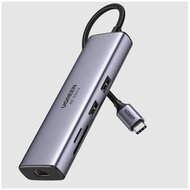 UGREEN - USB HUB 7 az 1-ben, 4K@60Hz, USB HUB, Ethernet, HDMI 2.0, 100W, SD/TF - Szürke - 60515