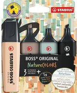 Stabilo BOSS ORIGINAL NatureCOLORS 4 db-os (bőrszín, meleg szürke, földzöld, fekete) szövegkiemelő készlet