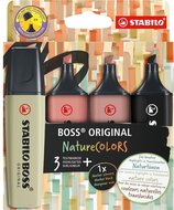 Stabilo BOSS ORIGINAL NatureCOLORS 4 db-os (sárzöld, vörösbarna, sötétbarna, fekete) szövegkiemelő készlet