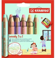 Stabilo woody 3in1 Pastel 6 db/csomag krétaceruza készlet hegyezővel