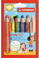 Stabilo Woody 6db-os 3in1 vegyes színű krétaceruza