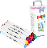 Deli Color Emotion 12 darabos kétvégű háromszög testű sketch marker készlet
