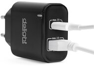 Delight 55047BK Hálózati Adapter Type-C PD20W 2x gyorstöltéssel - fekete