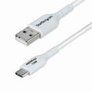 Startech - 2 m-es USB-A - USB-C töltőkábel, töltés és szinkronizálás, 3A, USB 2.0, TPE köpeny, fehér - USB2AC2MNCWHE