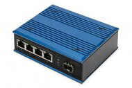 Assmann-DIGITUS 4 portos Gigabit Ethernet hálózati PoE switch, ipari, nem menedzselt, 1 SFP uplink - DN-651135