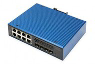Assmann-DIGITUS Industrial 8 + 4 10G uplink portos L3 menedzselt Gigabit Ethernet PoE switch - AK-610518-000-I