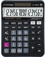 CTIFREE - DJ-160Dplus fekete számológép, 145x190mm, 16 számjegy, TAX funkció, dual power