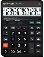 CTIFREE - UL-140E-BK fekete ergonómikus számológép, 145x198mm, 14 számjegy, dual power