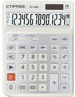 CTIFREE - CT-140E fehér ergonómikus számológép, 145x198mm, 14 számjegy, dual power