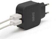 Delight - Telefon töltő - 2db USB, 5V/2.4A, Fekete - 55045-2BK