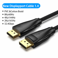 Vention Displayport/M -> Displayport/M (Szövet, fekete), 1m, kábel - HCCBF