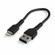 Startech - 15 cm-es strapabíró fekete USB-A - Lightning kábel - RUSBLTMM15CMB